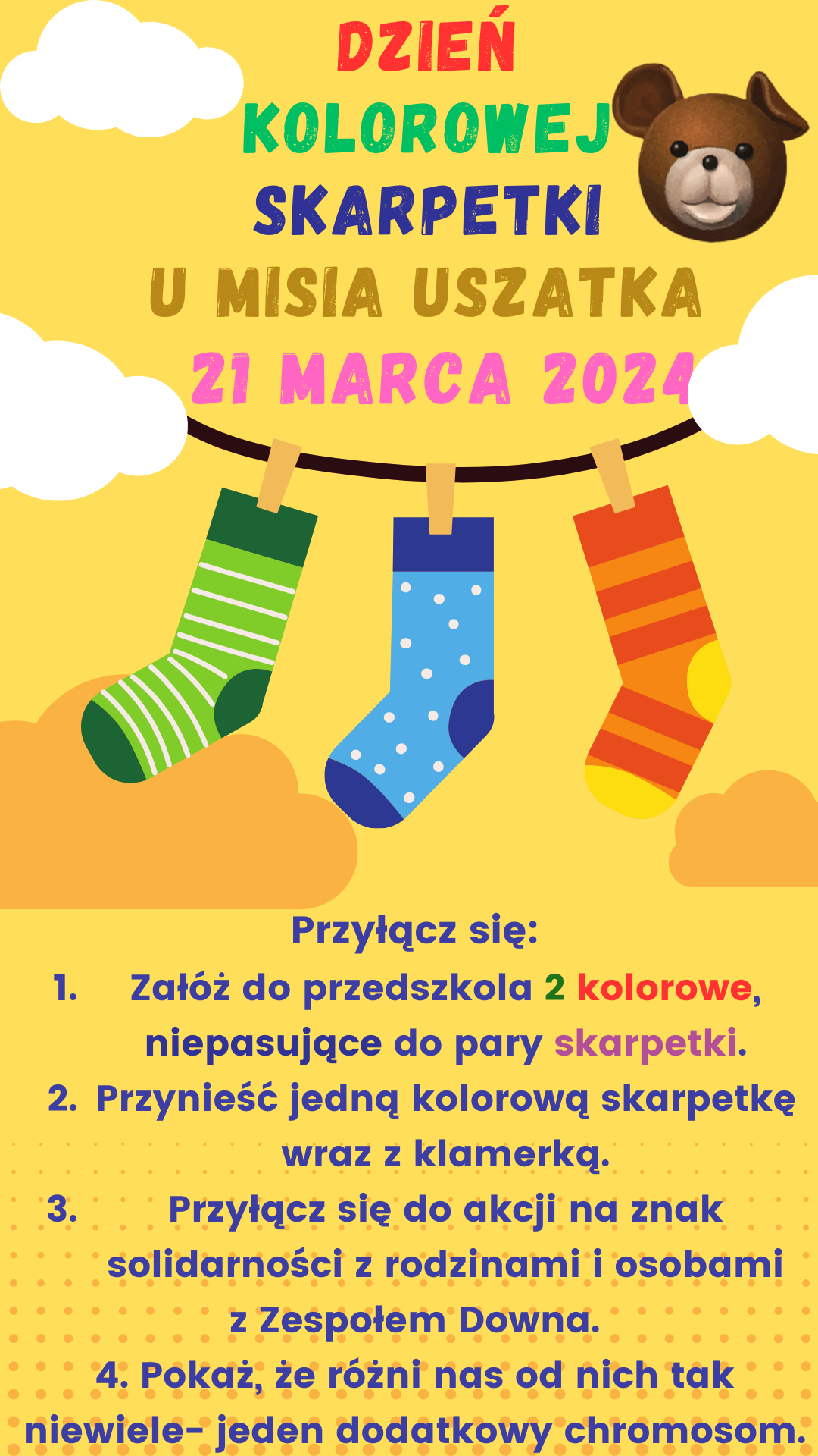 Dzień kolorowej skarpetki u Misia Uszatka 