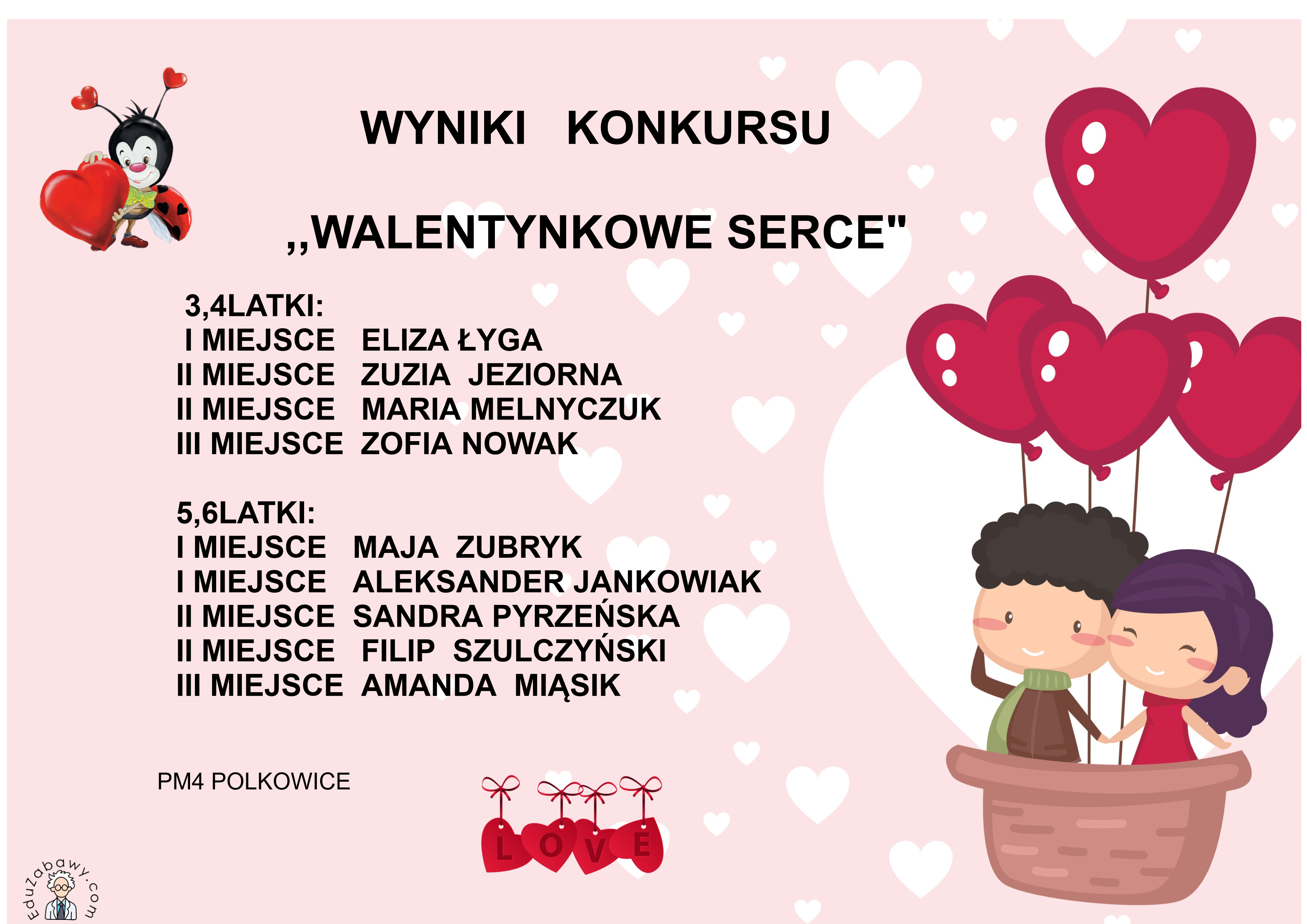 Wyniki konkursu "Walentynkowe serce"